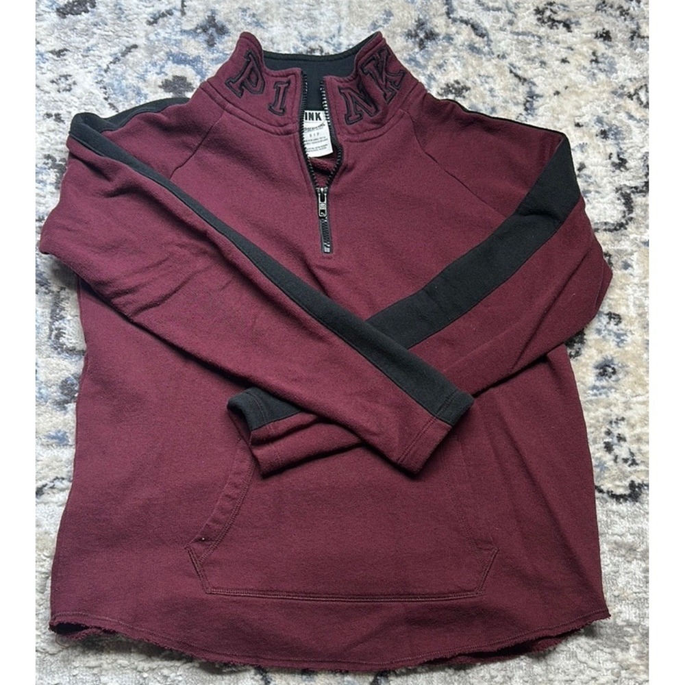 PINK Victoria's Secret Cowl Neck Sweater Burgundy Size Small Cotton‎ Blend LOGO